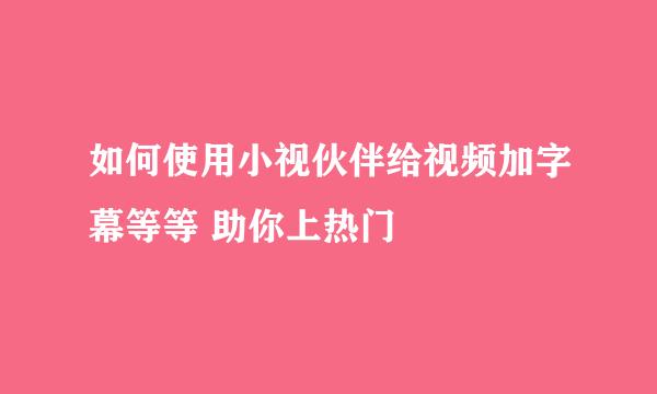 如何使用小视伙伴给视频加字幕等等 助你上热门