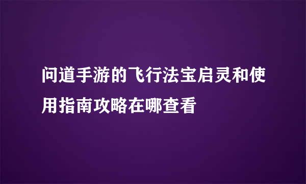 问道手游的飞行法宝启灵和使用指南攻略在哪查看