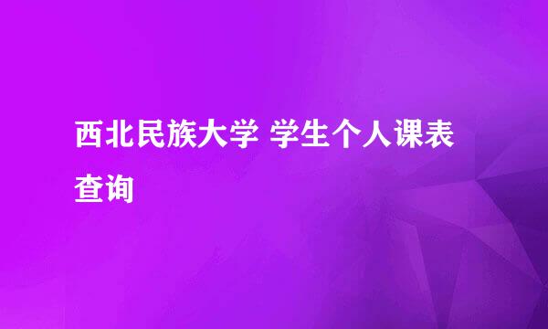 西北民族大学 学生个人课表查询