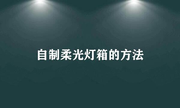 自制柔光灯箱的方法