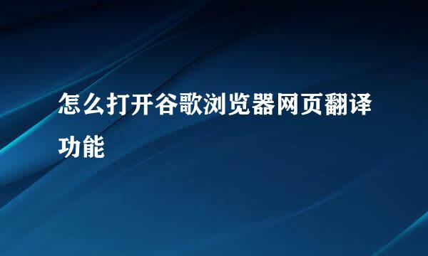 怎么打开谷歌浏览器网页翻译功能
