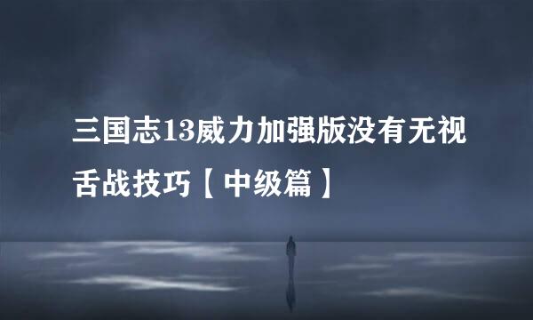 三国志13威力加强版没有无视舌战技巧【中级篇】