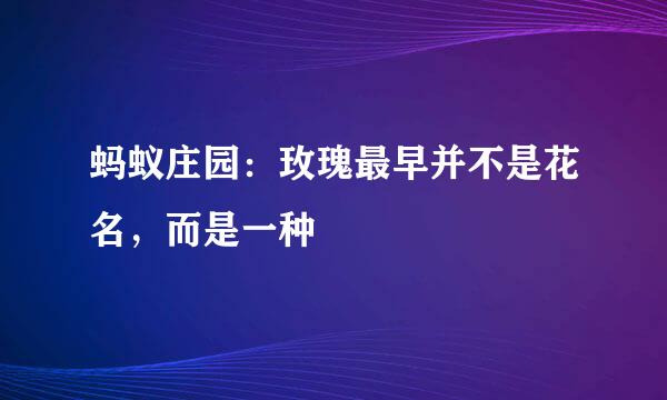 蚂蚁庄园：玫瑰最早并不是花名，而是一种
