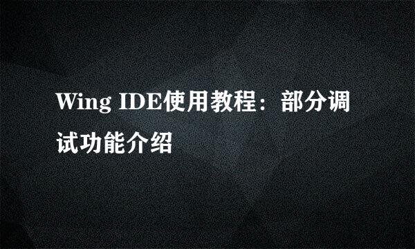 Wing IDE使用教程：部分调试功能介绍