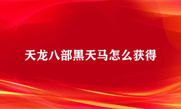 天龙八部黑天马怎么获得