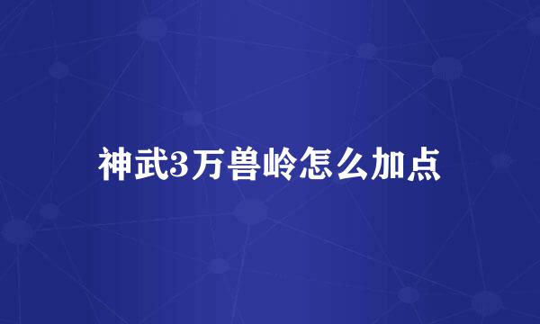神武3万兽岭怎么加点