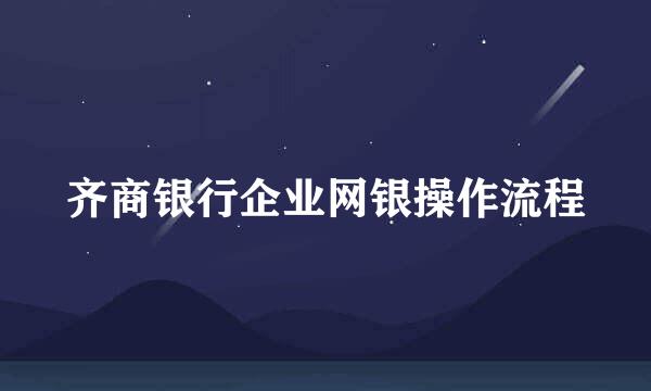 齐商银行企业网银操作流程