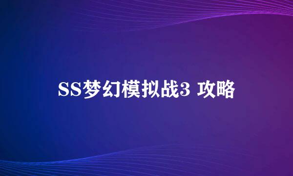 SS梦幻模拟战3 攻略