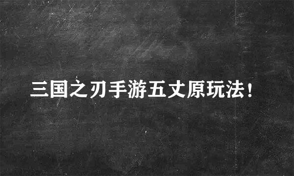 三国之刃手游五丈原玩法！