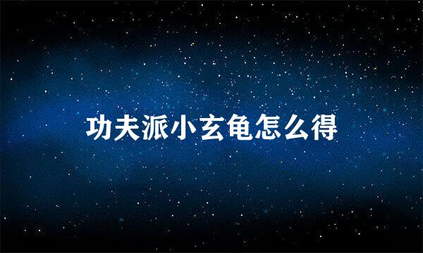 功夫派小玄龟怎么得