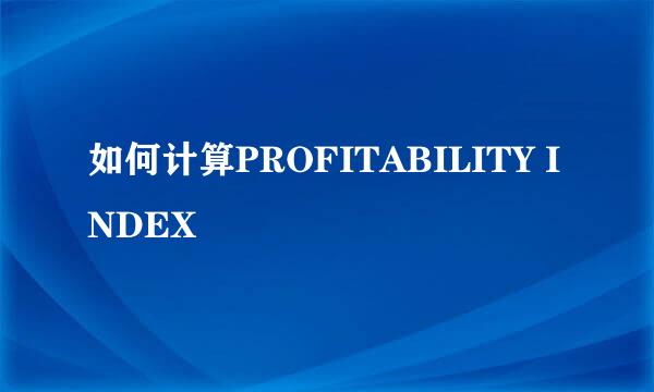 如何计算PROFITABILITY INDEX