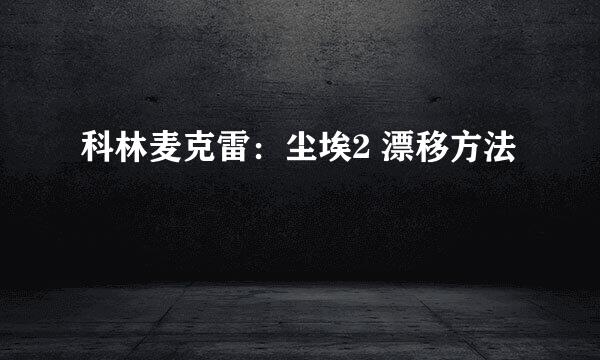 科林麦克雷：尘埃2 漂移方法