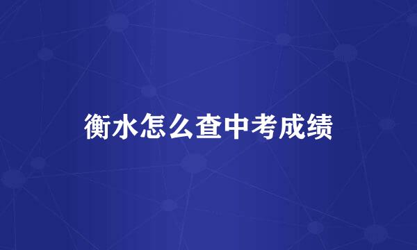 衡水怎么查中考成绩