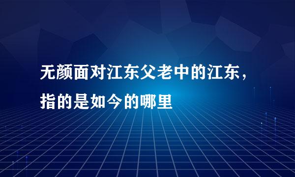 无颜面对江东父老中的江东，指的是如今的哪里