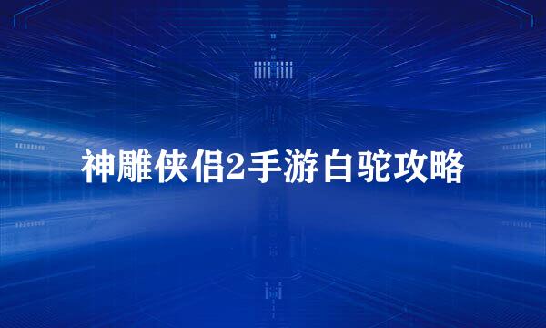 神雕侠侣2手游白驼攻略