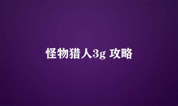 怪物猎人3g 攻略