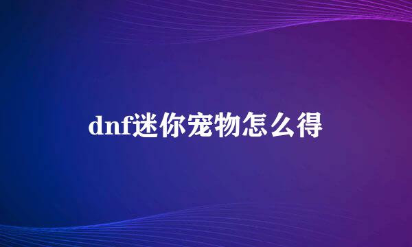 dnf迷你宠物怎么得