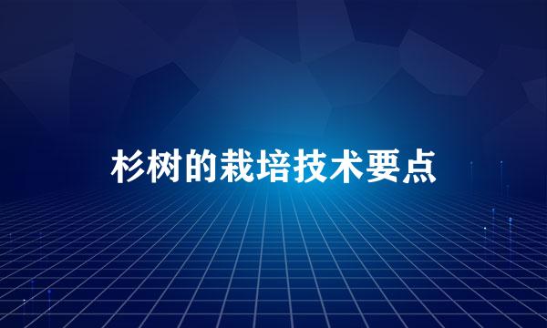 杉树的栽培技术要点