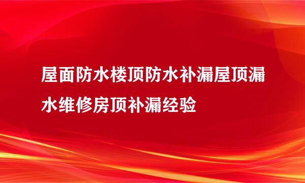 屋面防水楼顶防水补漏屋顶漏水维修房顶补漏经验