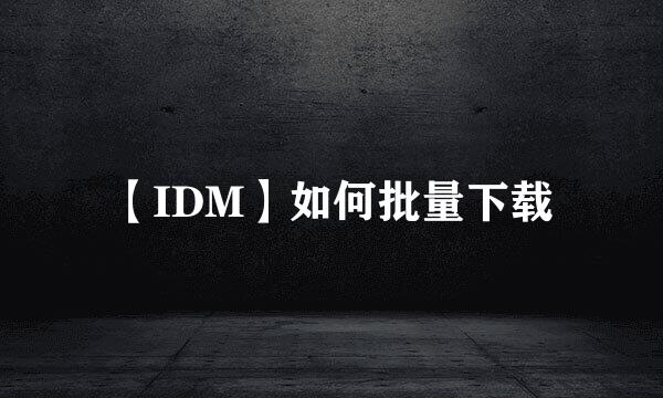 【IDM】如何批量下载