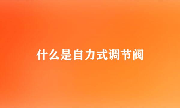 什么是自力式调节阀