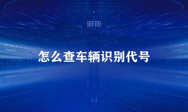 怎么查车辆识别代号