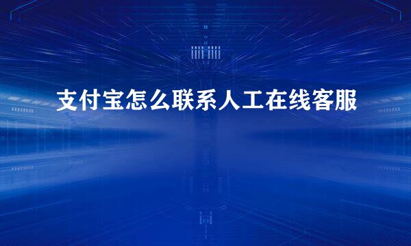 支付宝怎么联系人工在线客服