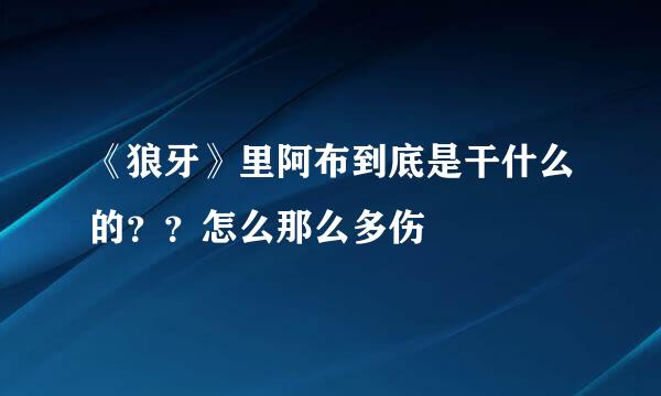 《狼牙》里阿布到底是干什么的？？怎么那么多伤