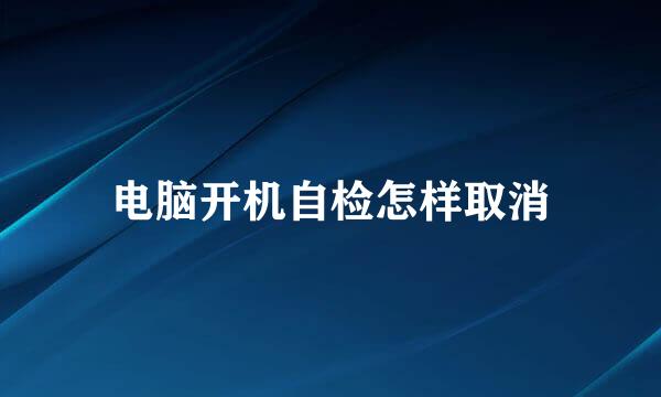 电脑开机自检怎样取消