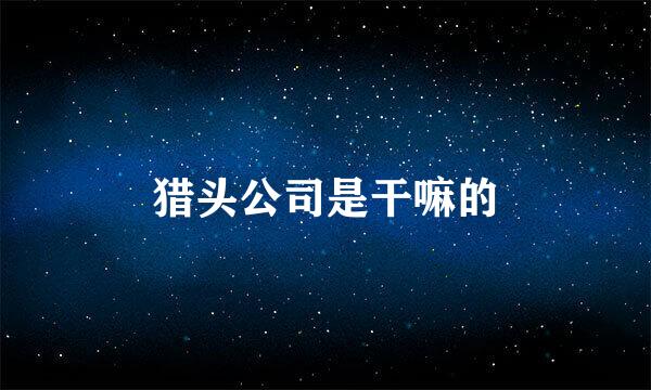 猎头公司是干嘛的