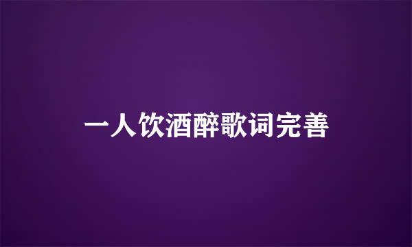 一人饮酒醉歌词完善