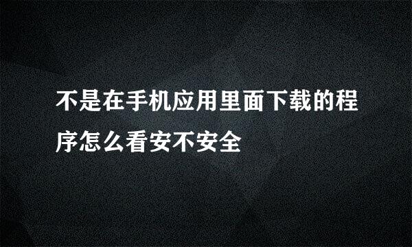 不是在手机应用里面下载的程序怎么看安不安全