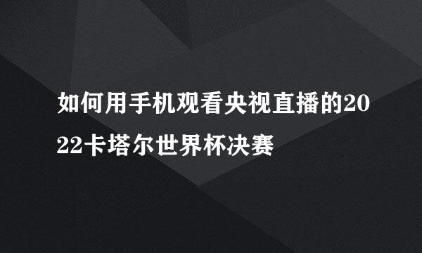 如何用手机观看央视直播的2022卡塔尔世界杯决赛