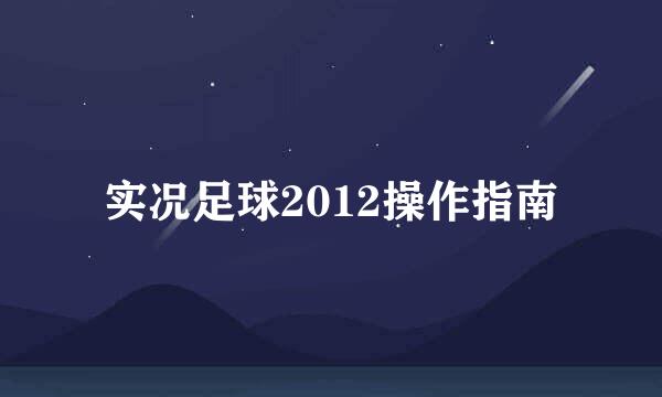 实况足球2012操作指南