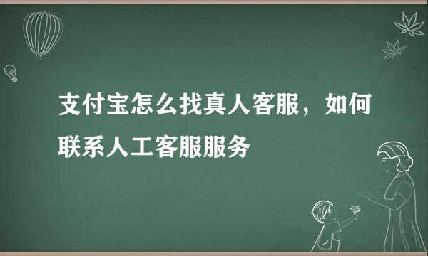 支付宝怎么找真人客服，如何联系人工客服服务