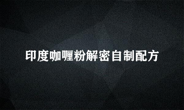 印度咖喱粉解密自制配方