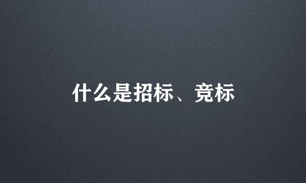 什么是招标、竞标