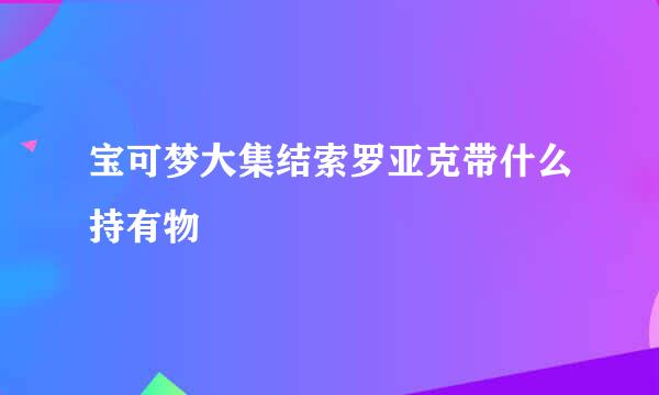 宝可梦大集结索罗亚克带什么持有物