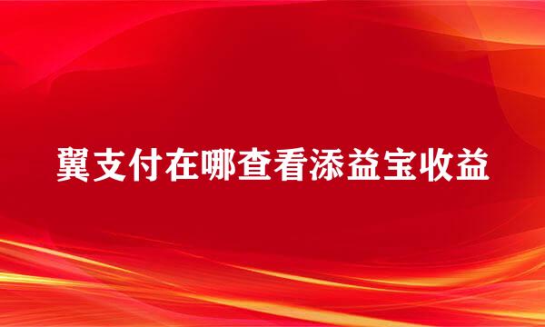 翼支付在哪查看添益宝收益