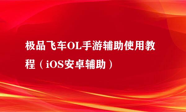 极品飞车OL手游辅助使用教程（iOS安卓辅助）