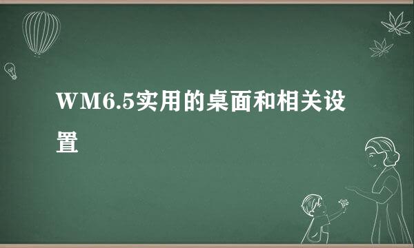 ＷＭ6.5实用的桌面和相关设置