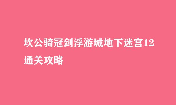 坎公骑冠剑浮游城地下迷宫12通关攻略
