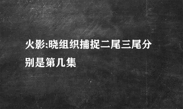 火影:晓组织捕捉二尾三尾分别是第几集