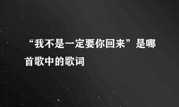“我不是一定要你回来”是哪首歌中的歌词