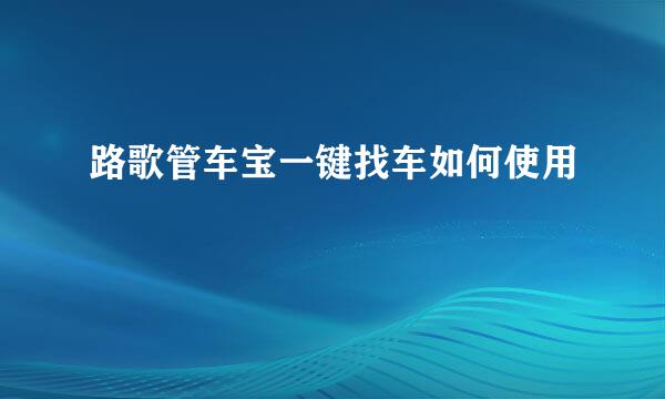 路歌管车宝一键找车如何使用