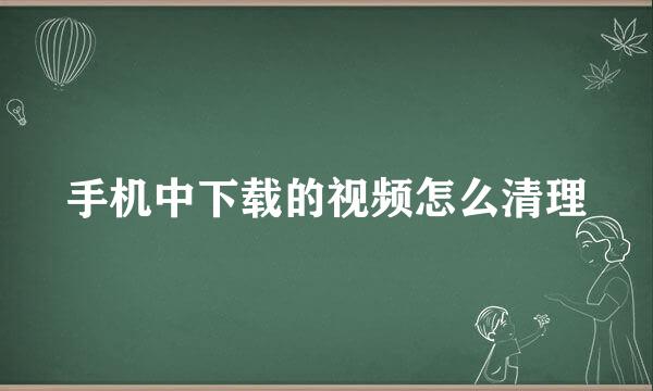 手机中下载的视频怎么清理