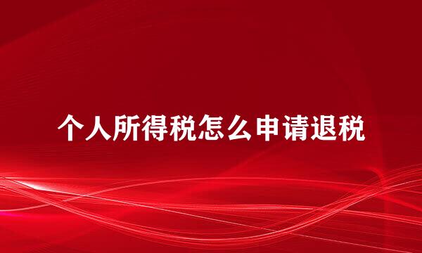 个人所得税怎么申请退税