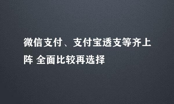 微信支付、支付宝透支等齐上阵 全面比较再选择