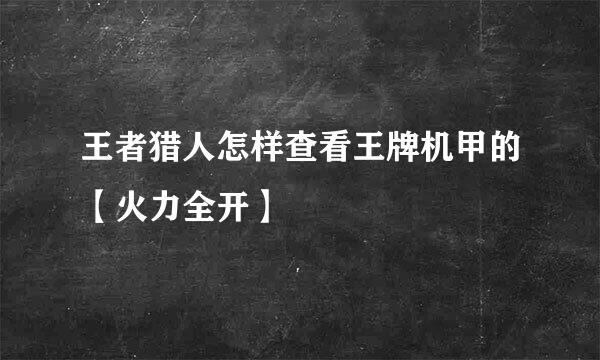 王者猎人怎样查看王牌机甲的【火力全开】