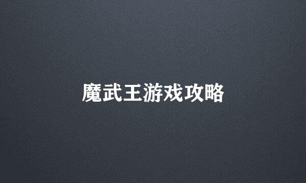 魔武王游戏攻略